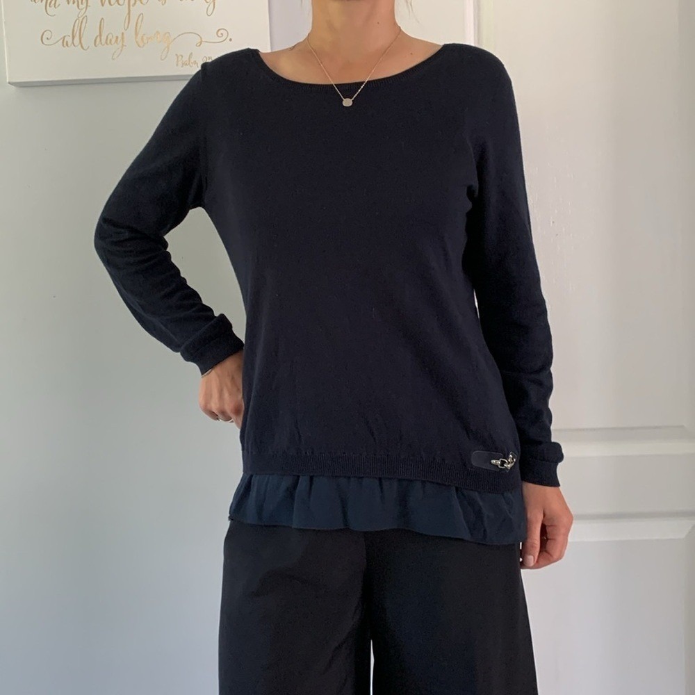 Fay Woman‎ Blue navy size L two-fer second layer pullover ruffle classic luxury